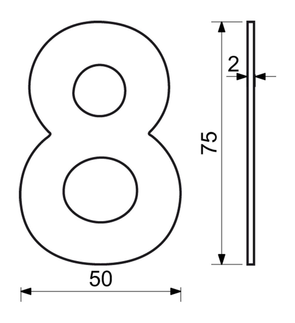 číslo domovní č.8  75mm nerez ČER 0.04 Kg MTA MAXMIX Sklad14 495163