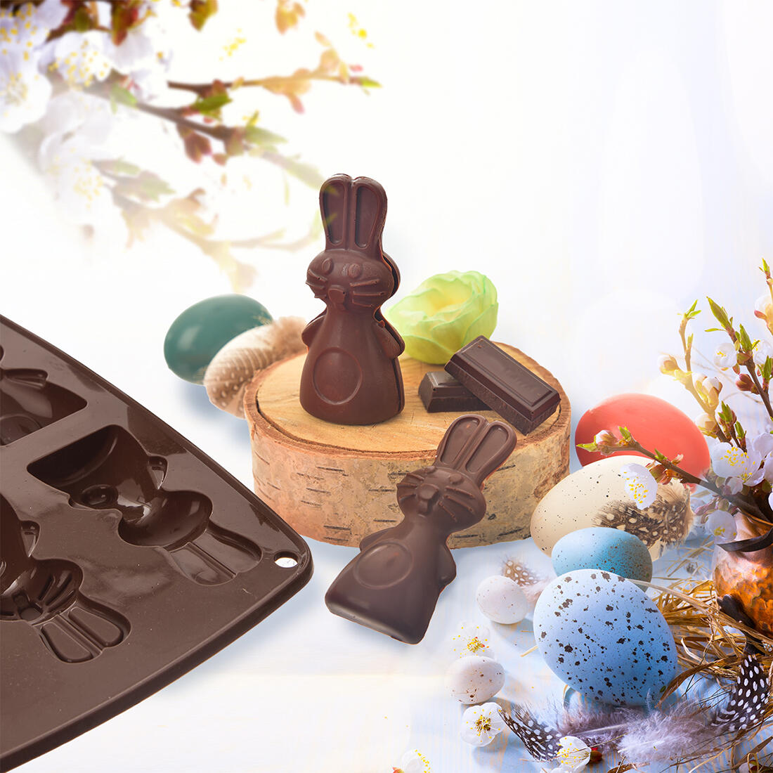 forma na čokoládu ZAJÍČCI 6ks 24x18x2cm silikon HN 0.1 Kg MTA MAXMIX Sklad14 282174