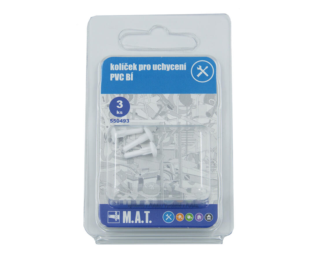 kolíček pro uchycení PVC BÍ (3ks) blistr 0.01Kg MAT MAXMIX Sklad14 550493