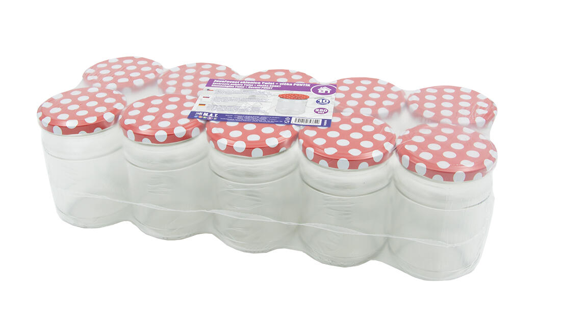 sklenice zavařovací  250ml TWIST 66 + víčka PUNTÍK (10ks) 2.2 Kg MTA MAXMIX Sklad14 743016