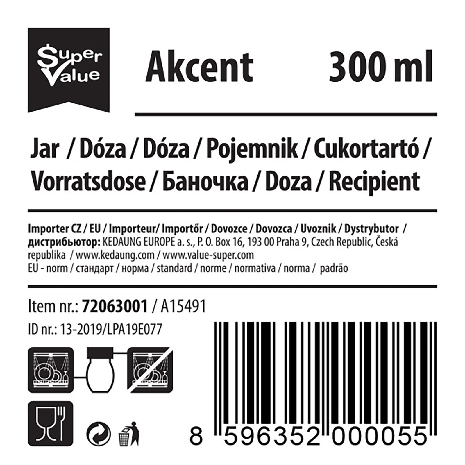 dóza AKCENT čtverc. 0,3l skl.+nerez víčko