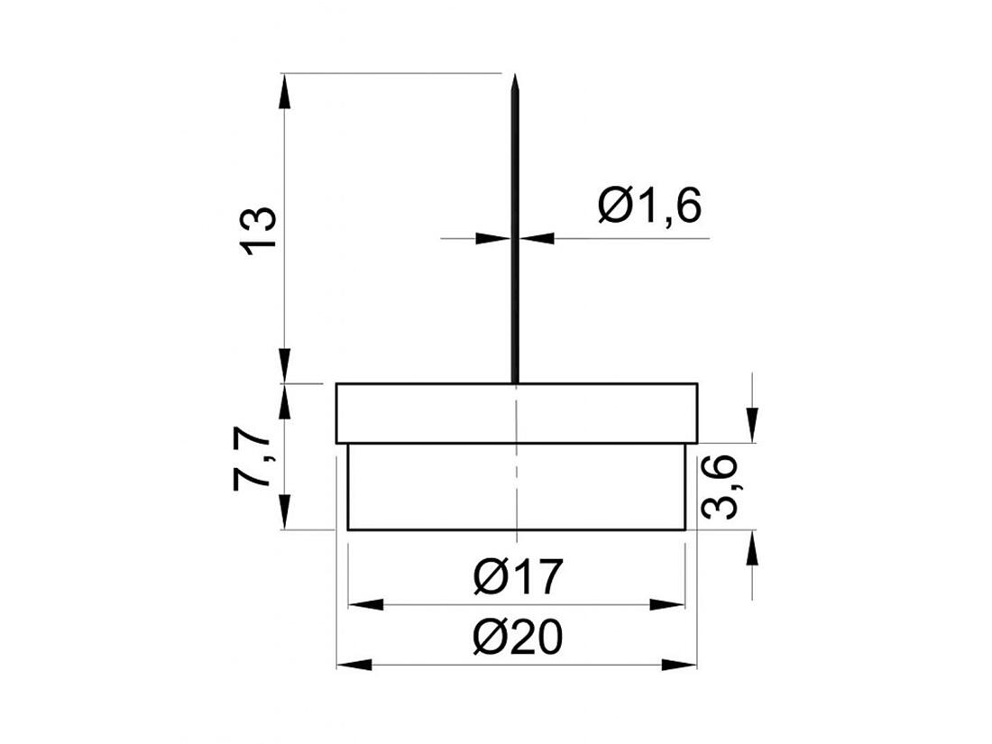 ochrana podlah filcová s hřebíčkem do nábytku 20mm HN (8ks) blistr 0.01 Kg MTA MAXMIX Sklad14 523184