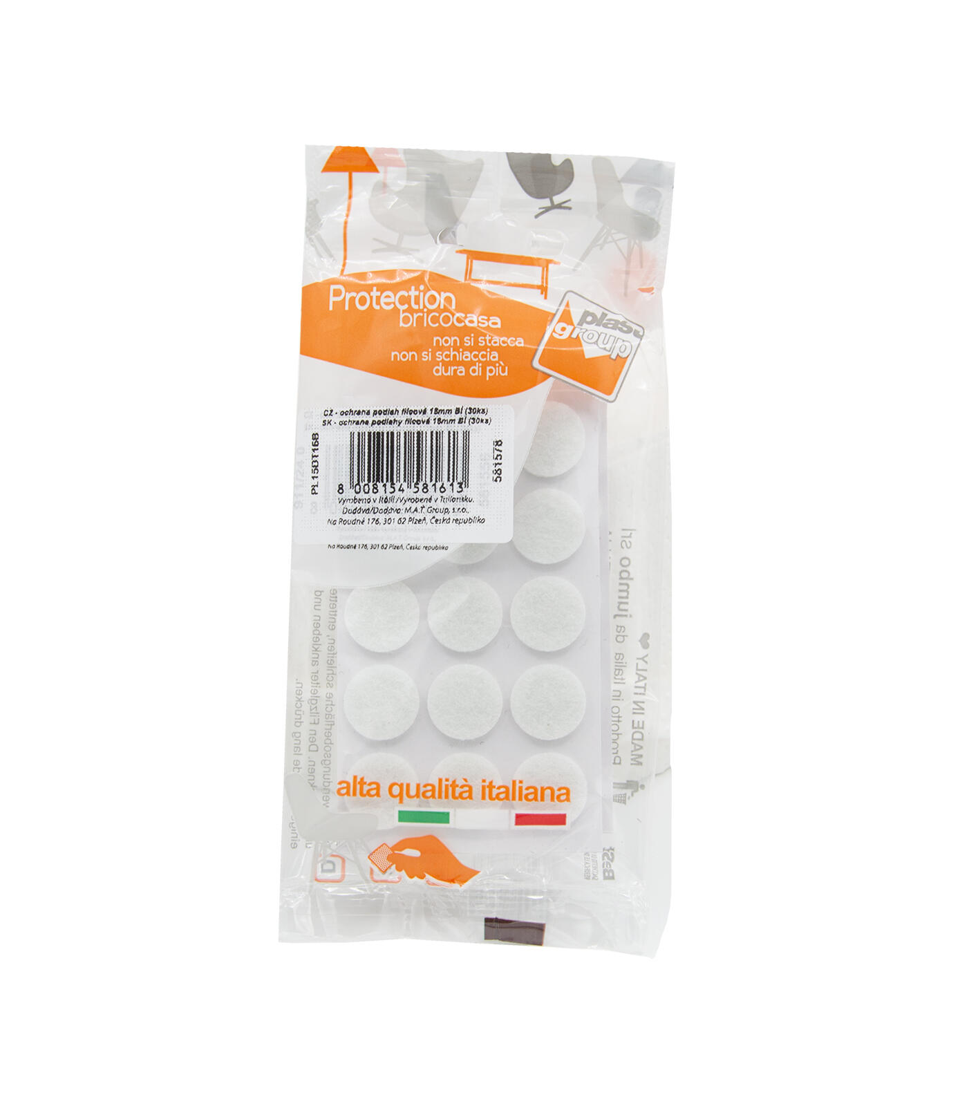 ochrana podlah filcová 16mm BÍ (30ks) 0.01 Kg MTA MAXMIX Sklad14 581578