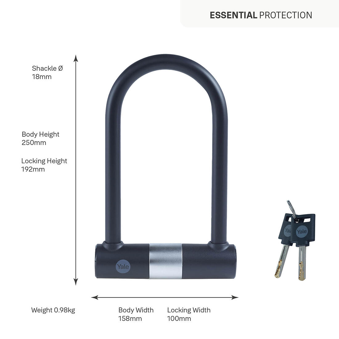 zámek na kolo YUL0/18/192/2 tvar U, na klíč YALE 0.98 Kg MTA MAXMIX Sklad14 495802