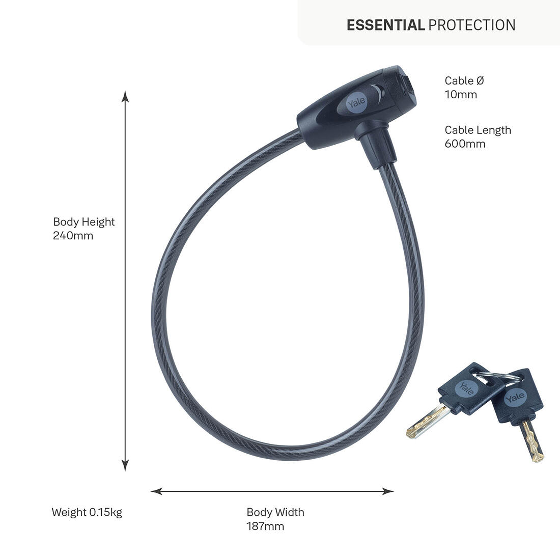 zámek lankový YCK0/10/60/2 na klíč YALE 0.18 Kg MTA MAXMIX Sklad14 495804