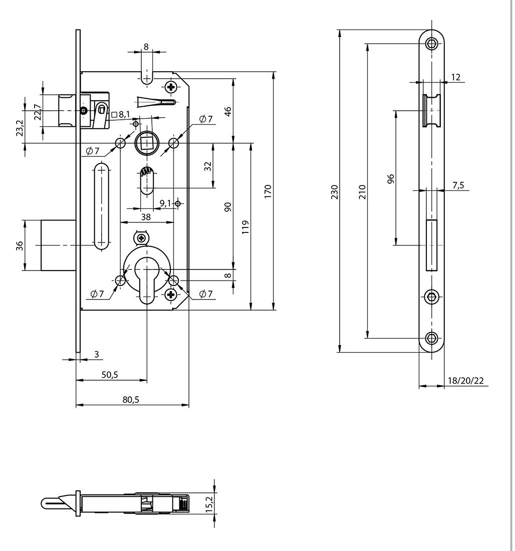 zámek zadl. 5140/22N - 90/80 P-L vložkový 0.56 Kg MTA MAXMIX Sklad14 495855