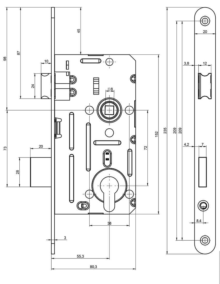 zámek zadl. 190/140/18 72/80 L ZZ vložkový 0.32 Kg MTA MAXMIX Sklad14 495869