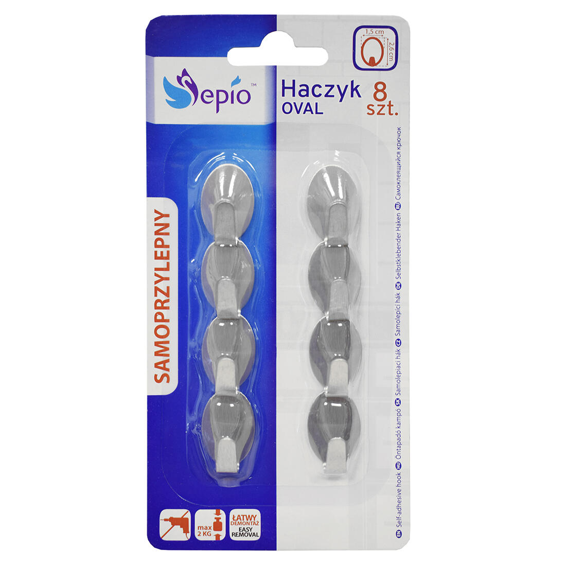 háček ovál. malý samolepící nerez (8ks) 0.03 Kg MTA MAXMIX Sklad14 280315