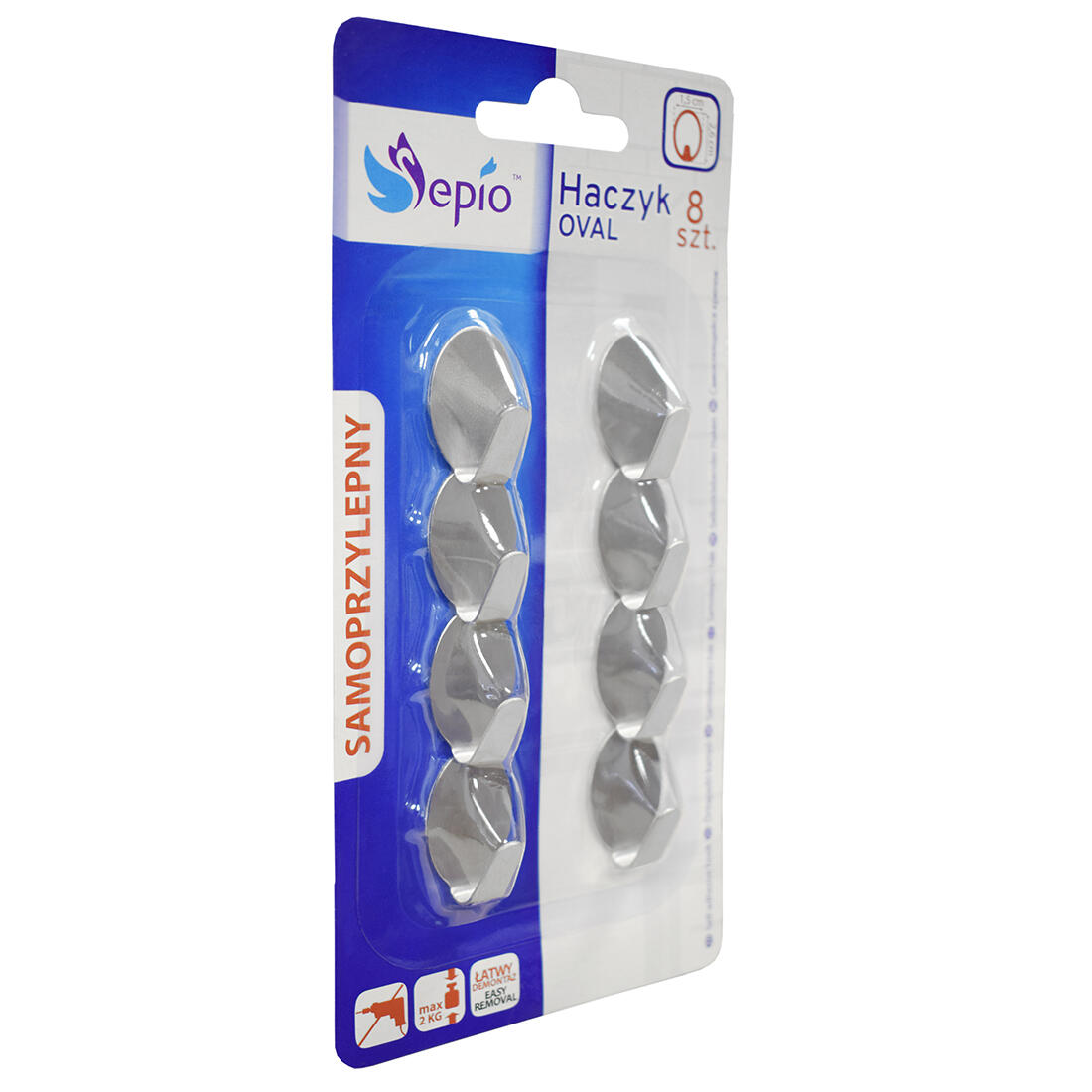 háček ovál. malý samolepící nerez (8ks) 0.03 Kg MTA MAXMIX Sklad14 280315