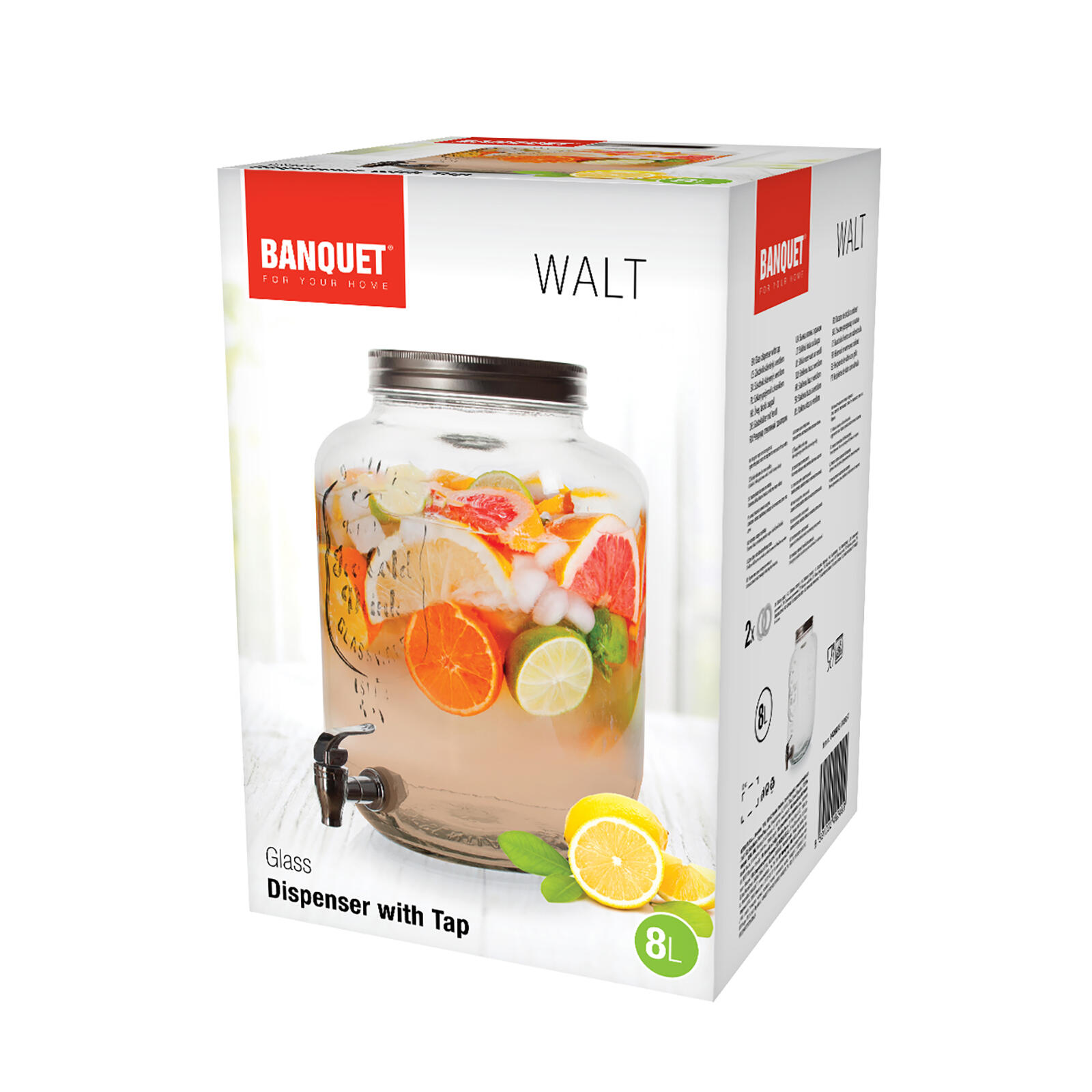 láhev 8000ml skleněná s kohoutkem, kov.víčko 2.5 Kg MTA MAXMIX Sklad14 838003