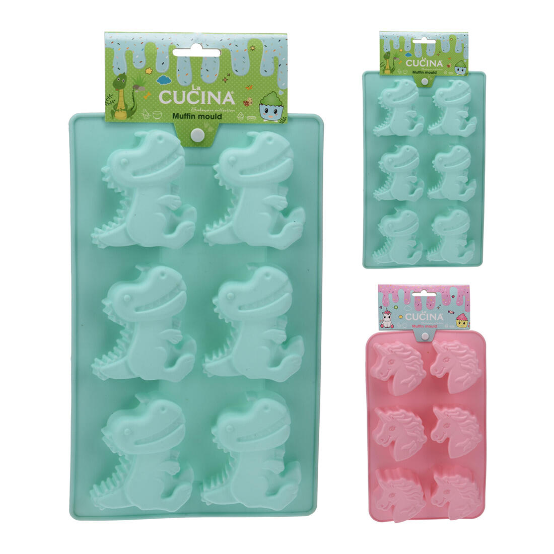 forma 6ks 27,5cm silikon JEDNOROŽEC/DINOSAURUS 0.1Kg MAT MAXMIX Sklad14 387015