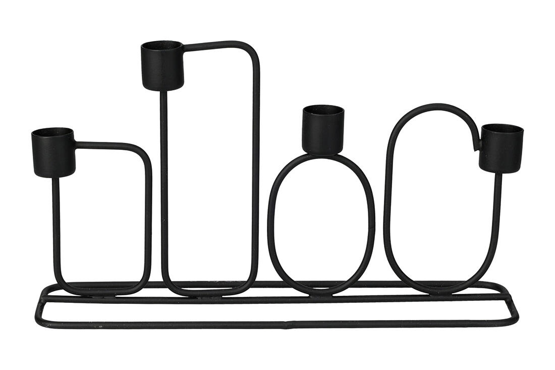 svícen na 4 svíčky 27x15x7cm kov.ČER 0.24 Kg MTA MAXMIX Sklad14 387035