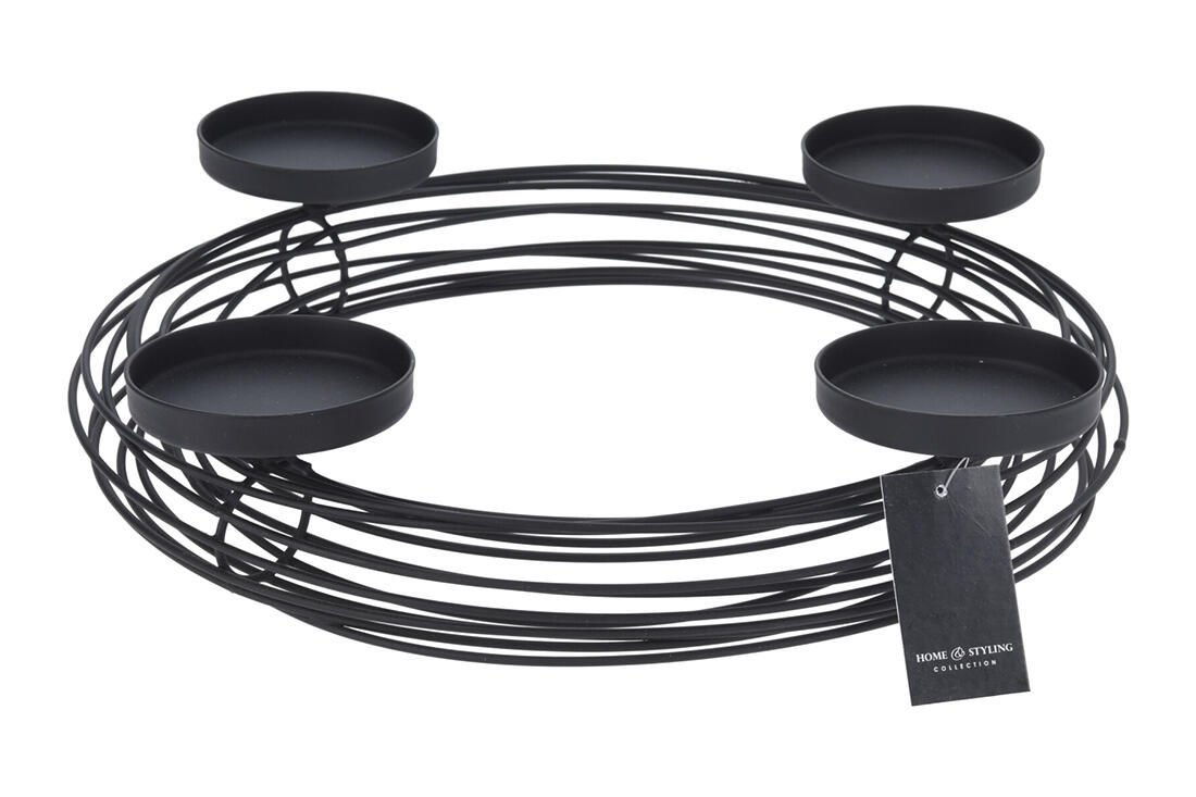 svícen na 4 svíčky kul.pr.35,5x32x7cm kov.drátěný ČER 0.9 Kg MTA MAXMIX Sklad14 387036