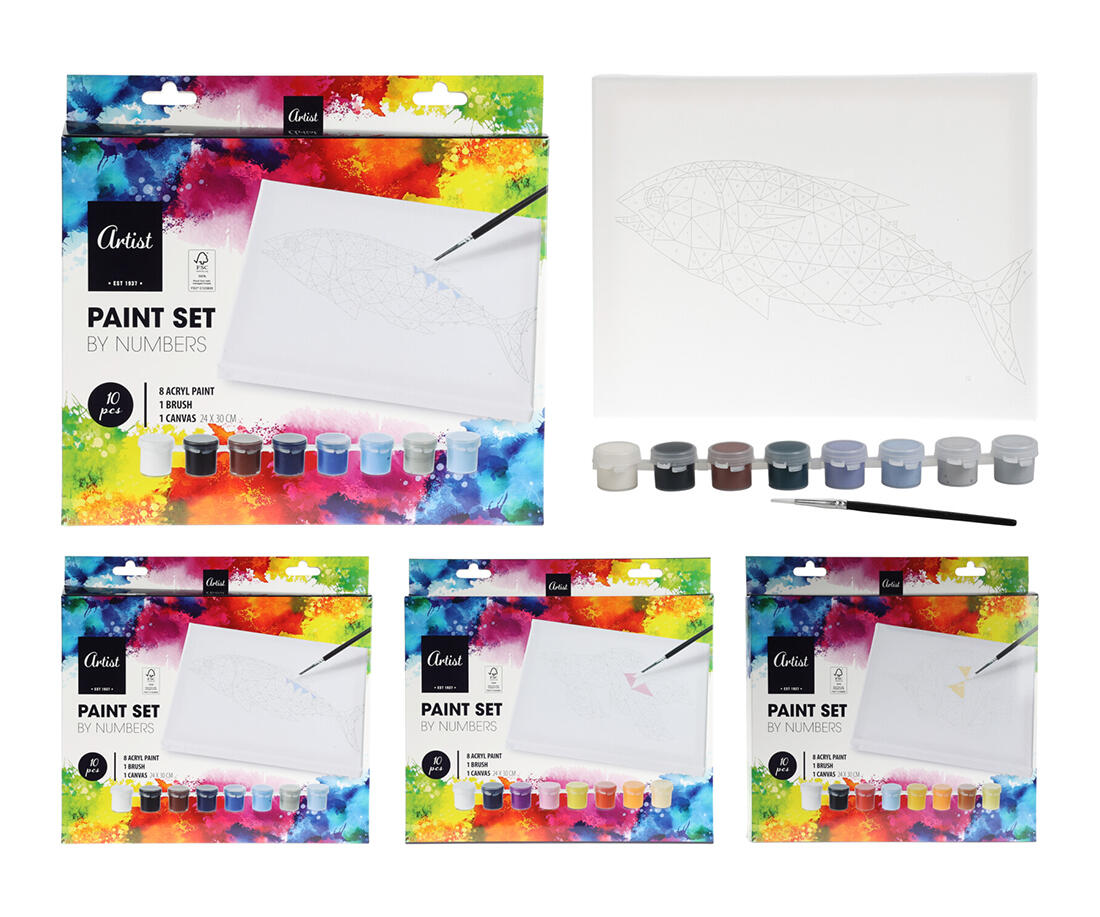 sada na malování 10díl.(akryl.barvy 8ks,plátno 24x30cm,štětec) 0.23 Kg MTA MAXMIX Sklad14 387075