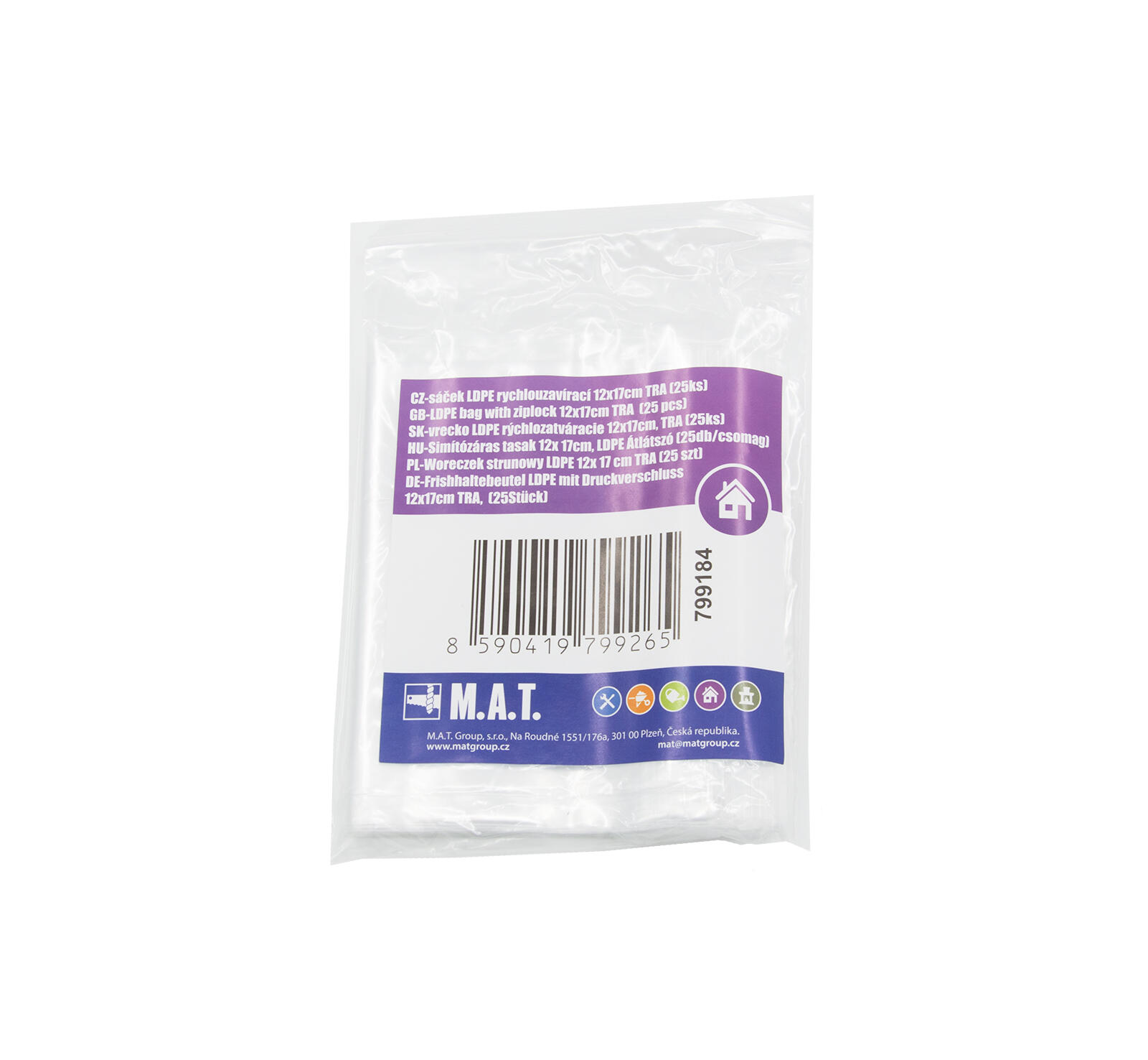 sáček LDPE rychlouzavírací 12x17cm TRA (25ks) 0.05 Kg MTA MAXMIX Sklad14 799184