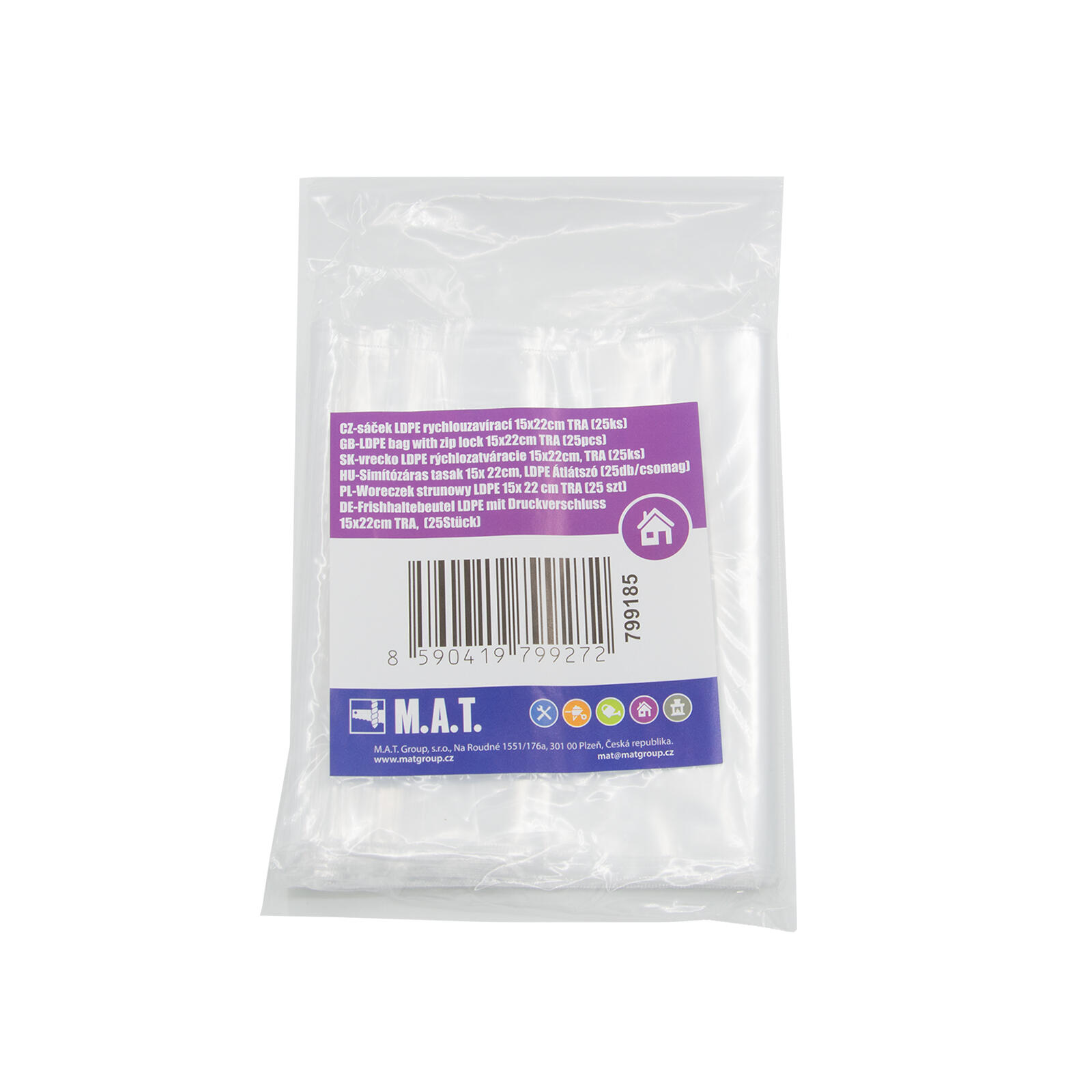 sáček LDPE rychlouzavírací 15x22cm TRA (25ks) 0.08 Kg MTA MAXMIX Sklad14 799185