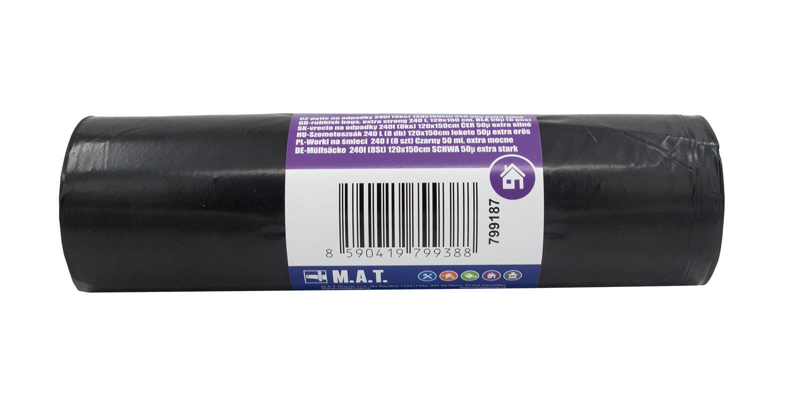 pytle na odpadky 240l (8ks) 120x150cm ČER 50µ extra silné 0.9 Kg MTA MAXMIX Sklad14 799187