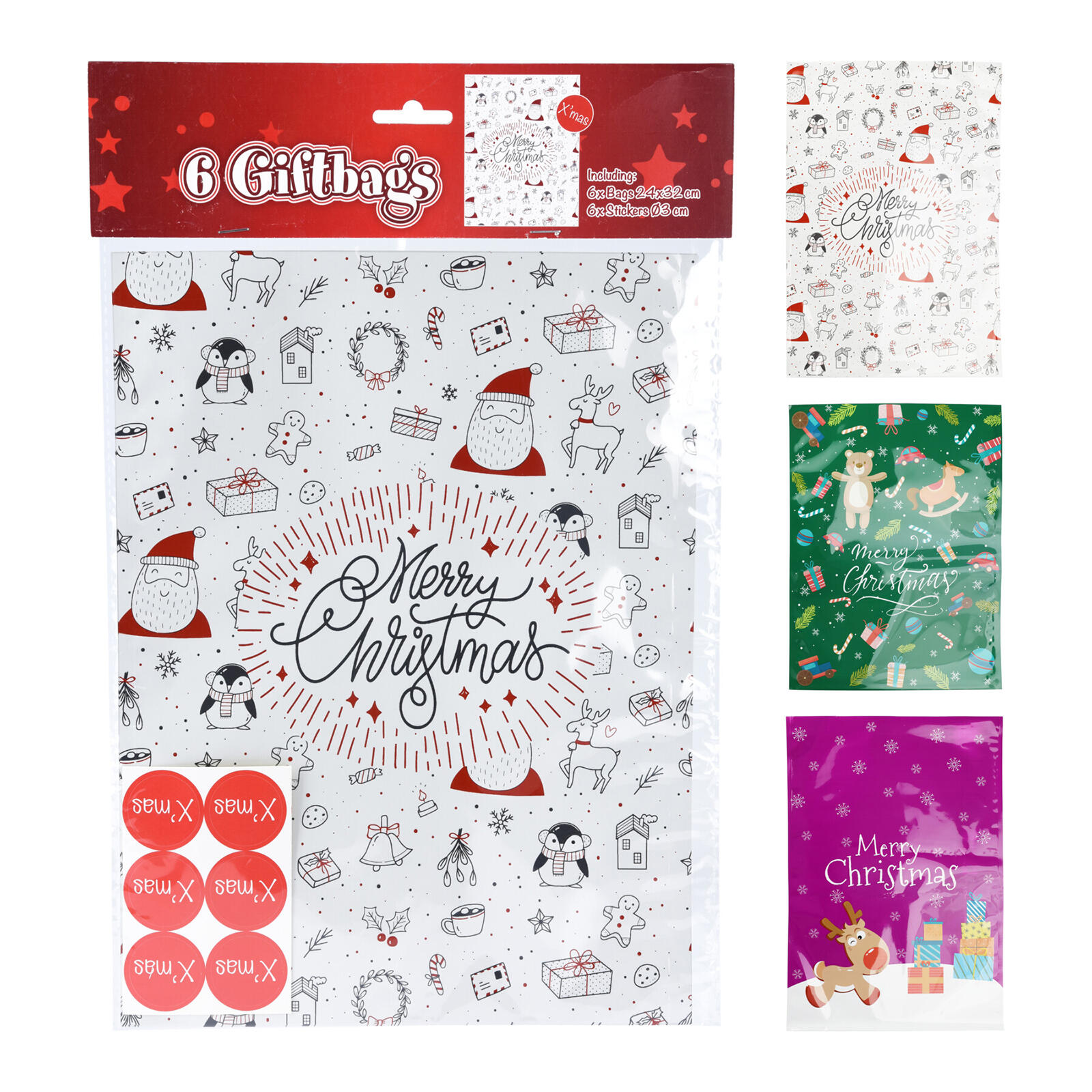 sáček dárkový 32x24cm (6ks), samolepky pr.3cm (6ks) dekor č.2, mix 0.05 Kg MTA MAXMIX Sklad14 386895