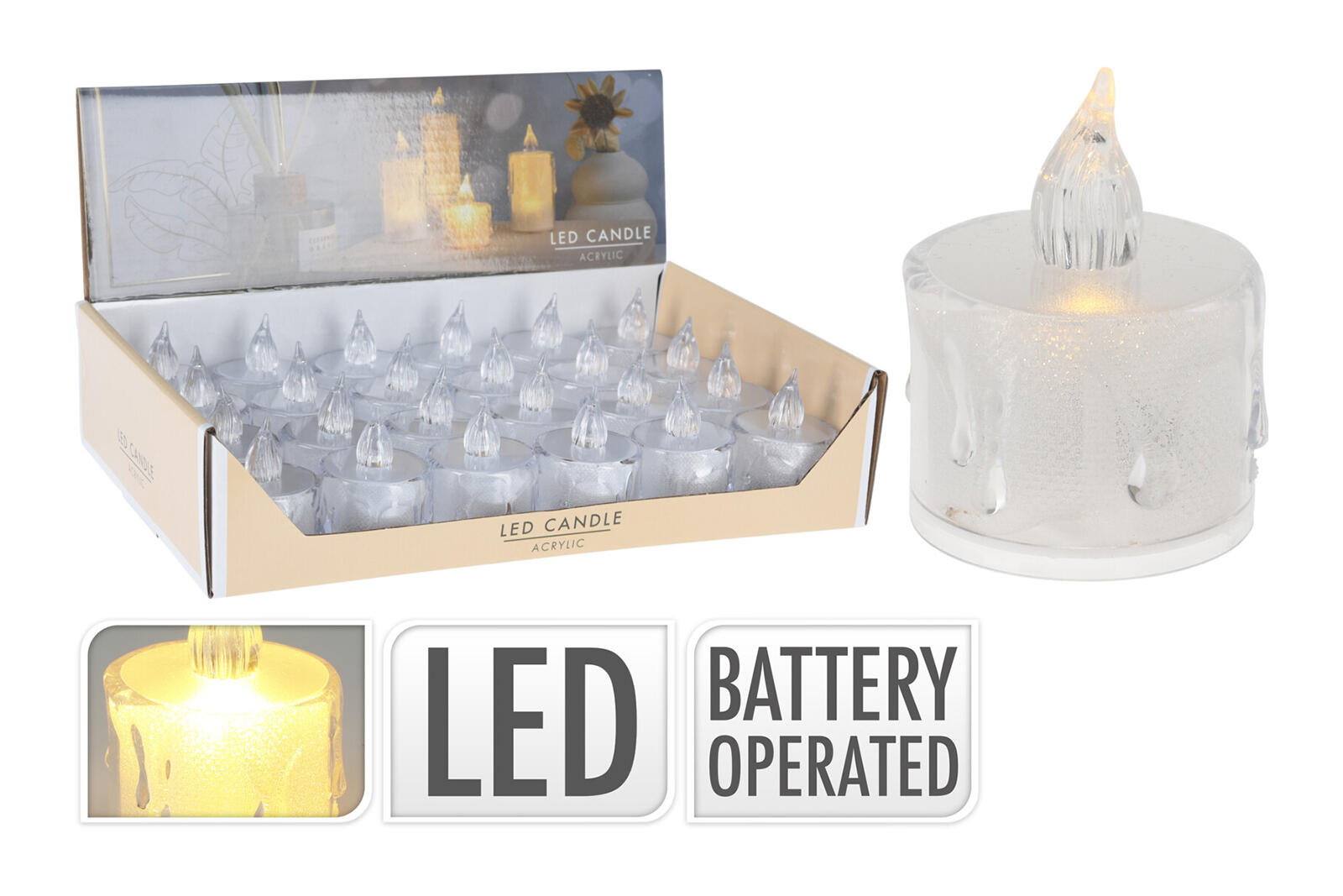 svíčka čajová LED pr.3,6x5cm BÍ s bateriemi 0.01 Kg MTA MAXMIX Sklad14 386902