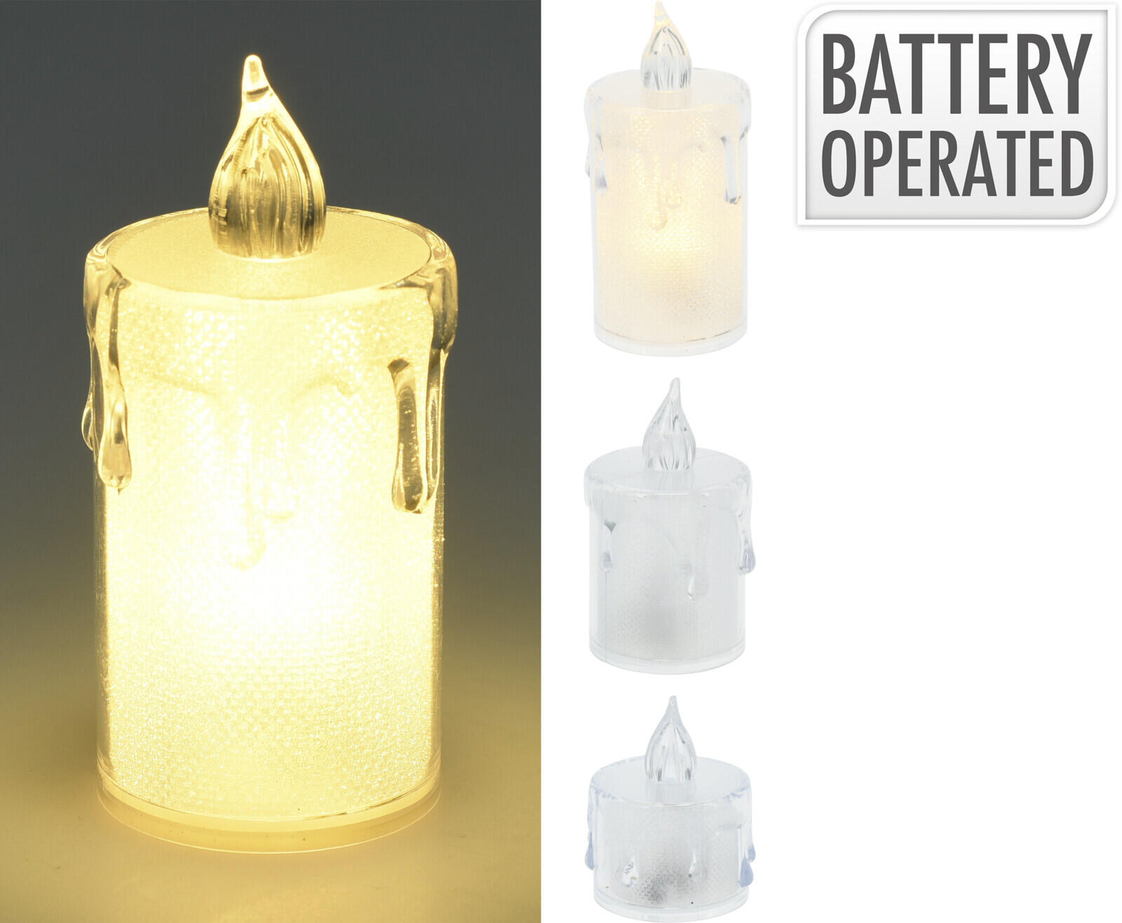 svíčka čajová LED sada 3díl.(pr.3,6cm,v.5, 6.5, 7.9cm)  BÍ s bateriem 0.05 Kg MTA MAXMIX Sklad14 386903