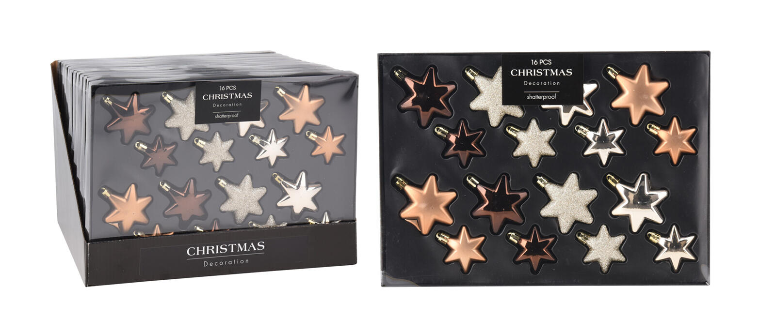 ozdoba vánoční HVĚZDA (8x6cm/8x5cm)  HN,ZLA mix (16ks) 0.1 Kg MTA MAXMIX Sklad14 386924