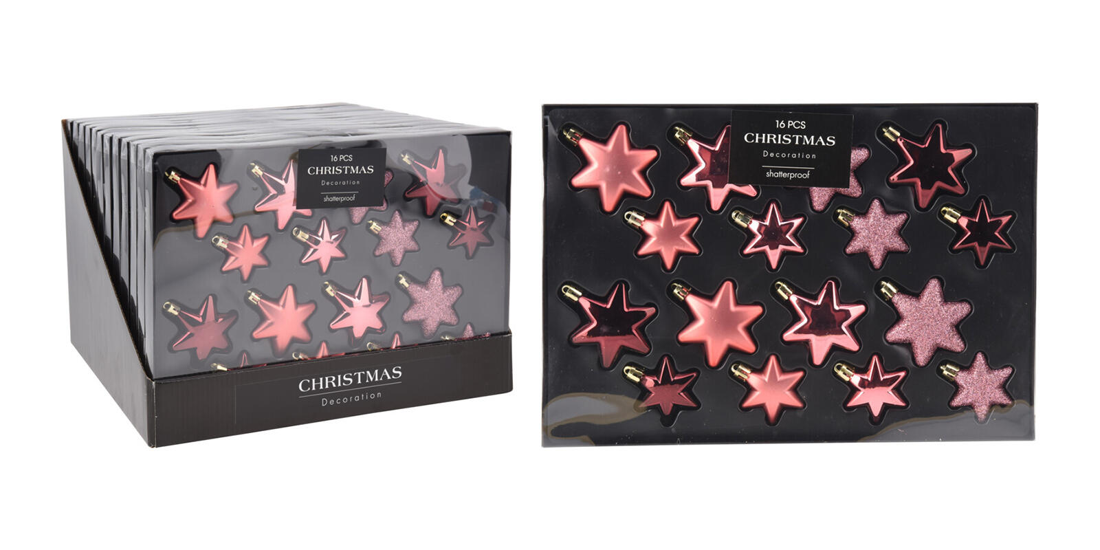 ozdoba vánoční HVĚZDA (8x6cm/8x5cm)  RŮŽ mix (16ks) 0.1 Kg MTA MAXMIX Sklad14 386925