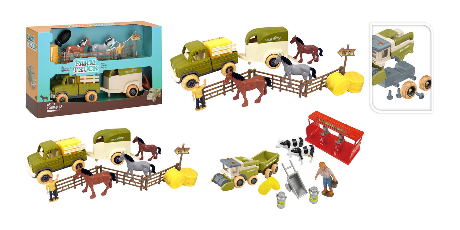 auto farmář s vozíkem 26cm, zvířata + příslušenství, mix druhů, PH 0.22 Kg MTA MAXMIX Sklad14 387220