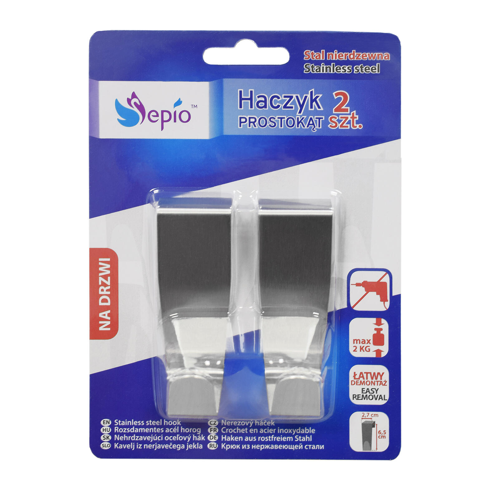 háček na zásuvku 2,7x2,7x6,5cm nerez (2ks) 0.12 Kg MTA MAXMIX Sklad14 280324