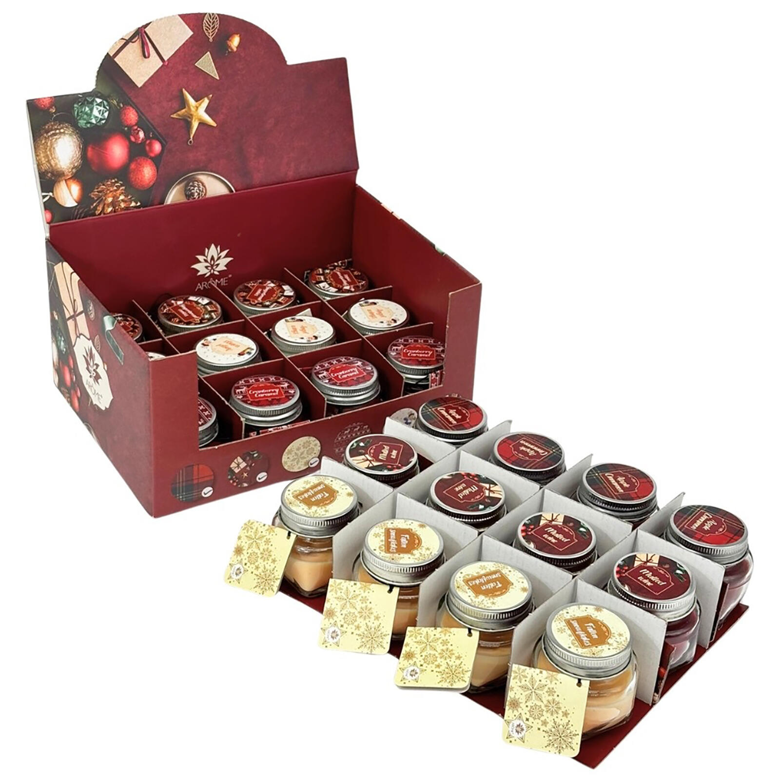 svíčka vonná sklo WINTER 28g (hoří 10hod) mix 6 vůní s přáním 0.14 Kg MTA MAXMIX Sklad14 399612 8595556465691