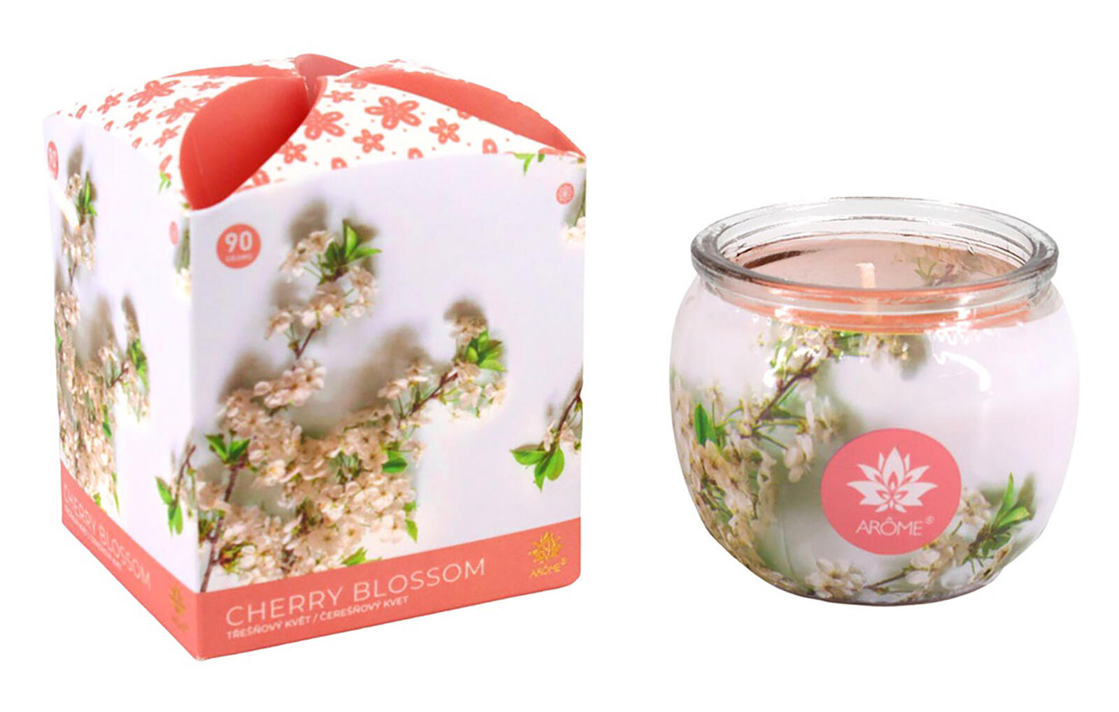 svíčka vonná sklo TŘEŠŇOVÝ KVĚT 90g (hoří 22hod) 0.24 Kg MTA MAXMIX Sklad14 399613