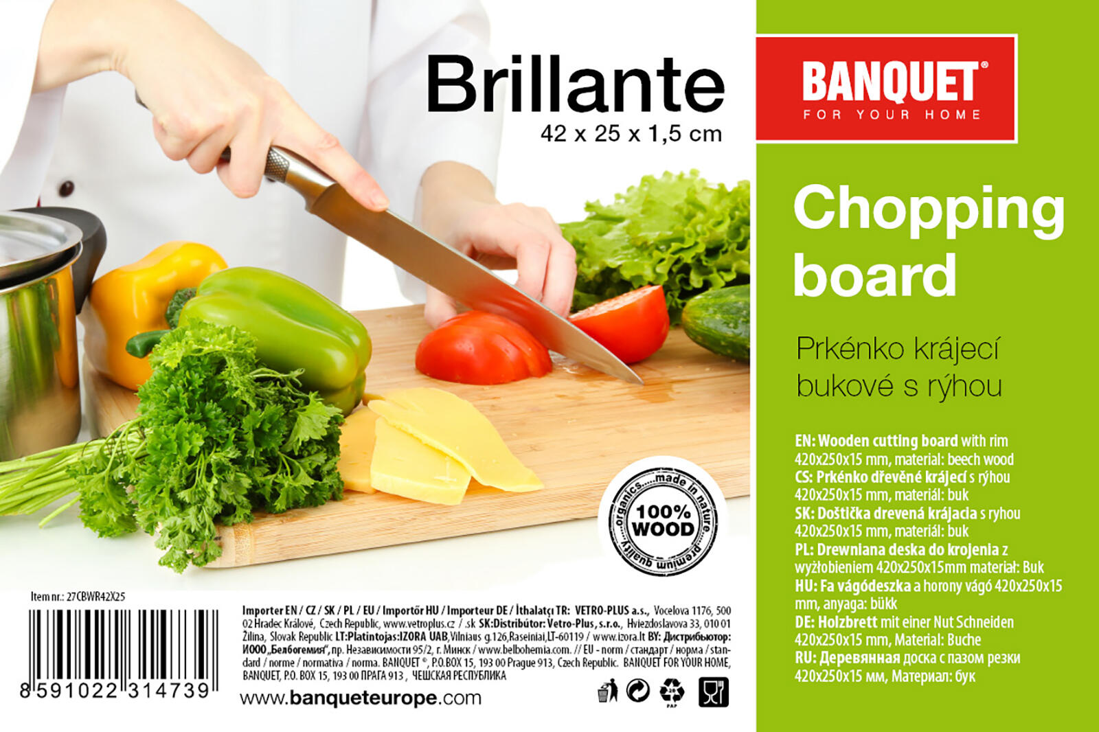 prkénko 42x25cm s drážkou BRILLANTE dřev.