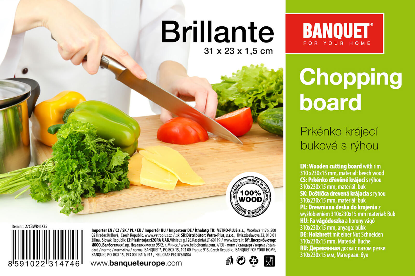 prkénko 31x23cm s drážkou BRILLANTE dřev. 0.62 Kg MTA MAXMIX Sklad14 267402