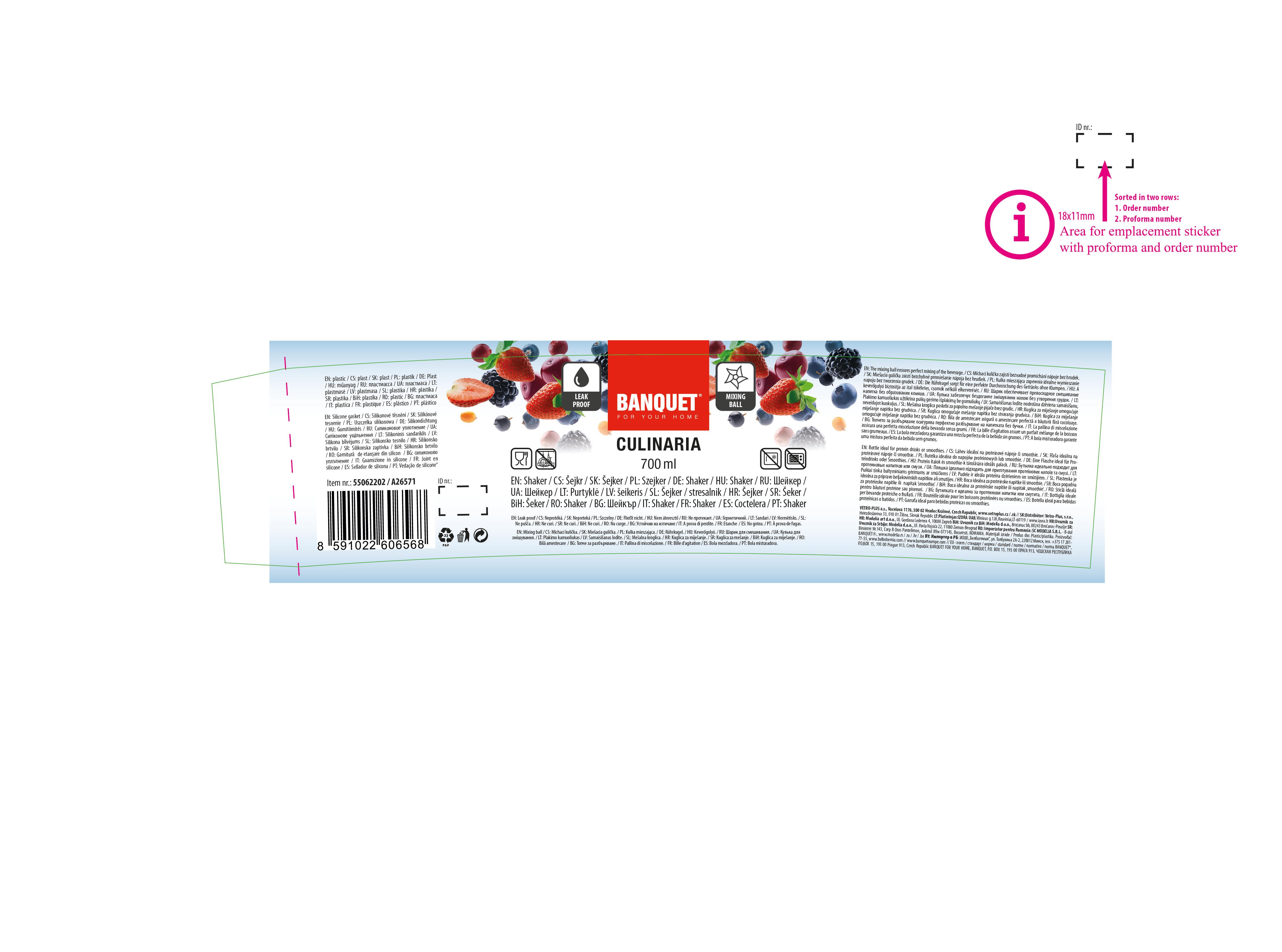 šejkr / sportovní láhev 700ml CULINARIA PH TYRKYS 0.17 Kg MTA MAXMIX Sklad14 267514