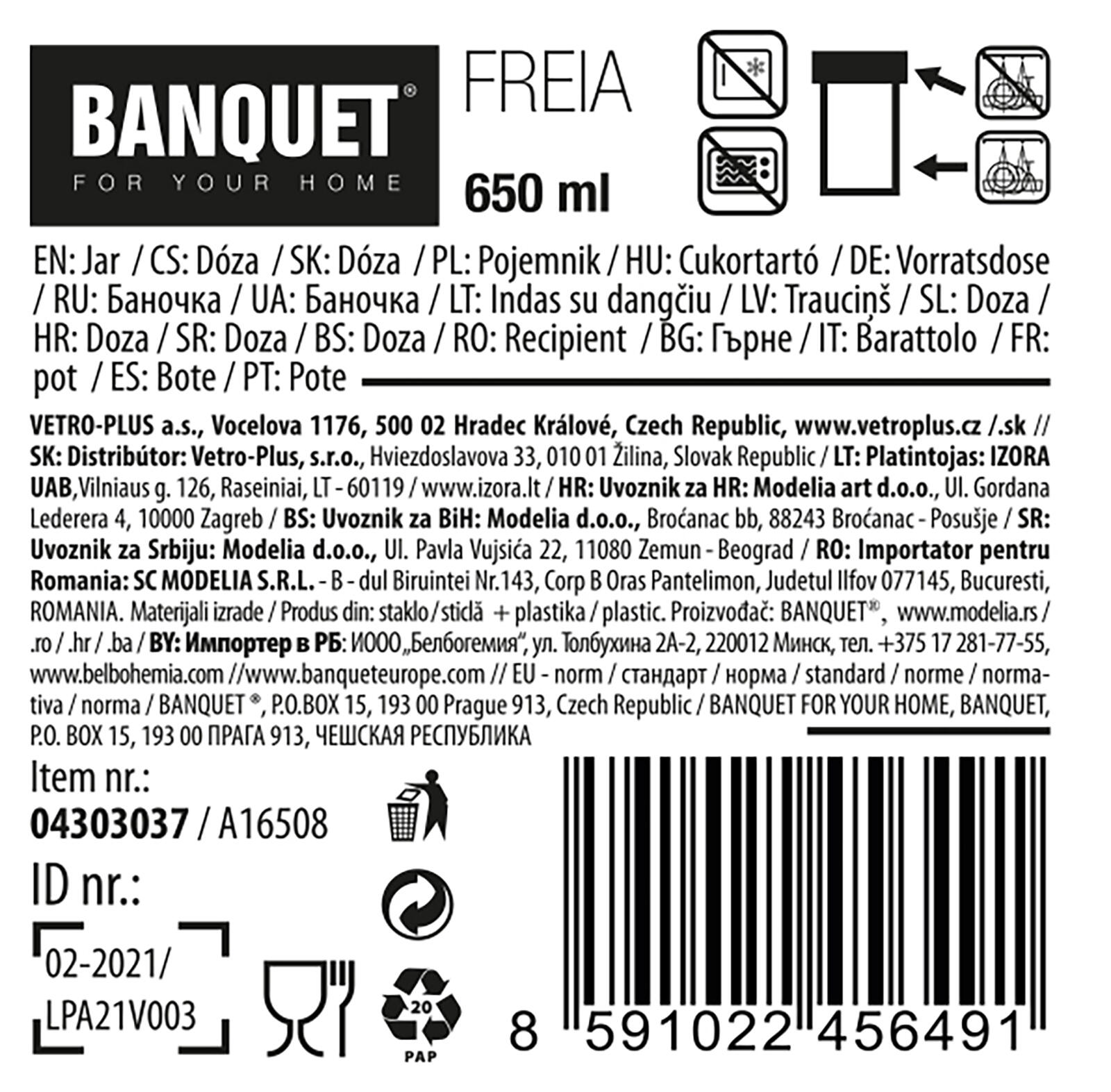 dóza FREIA kul. 0,65l skl.+nerez víčko