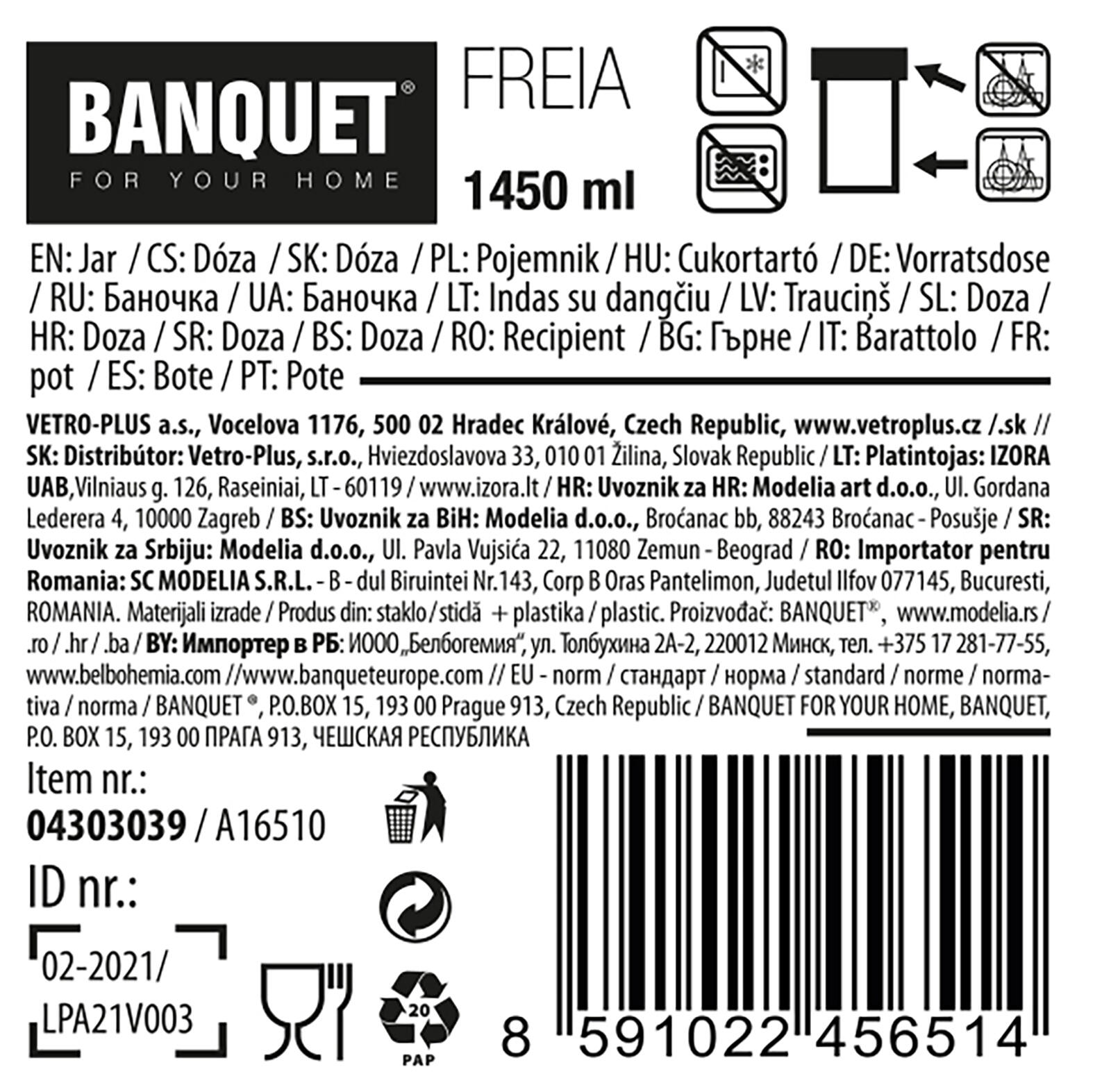 dóza FREIA kul. 1,45l skl.+nerez víčko