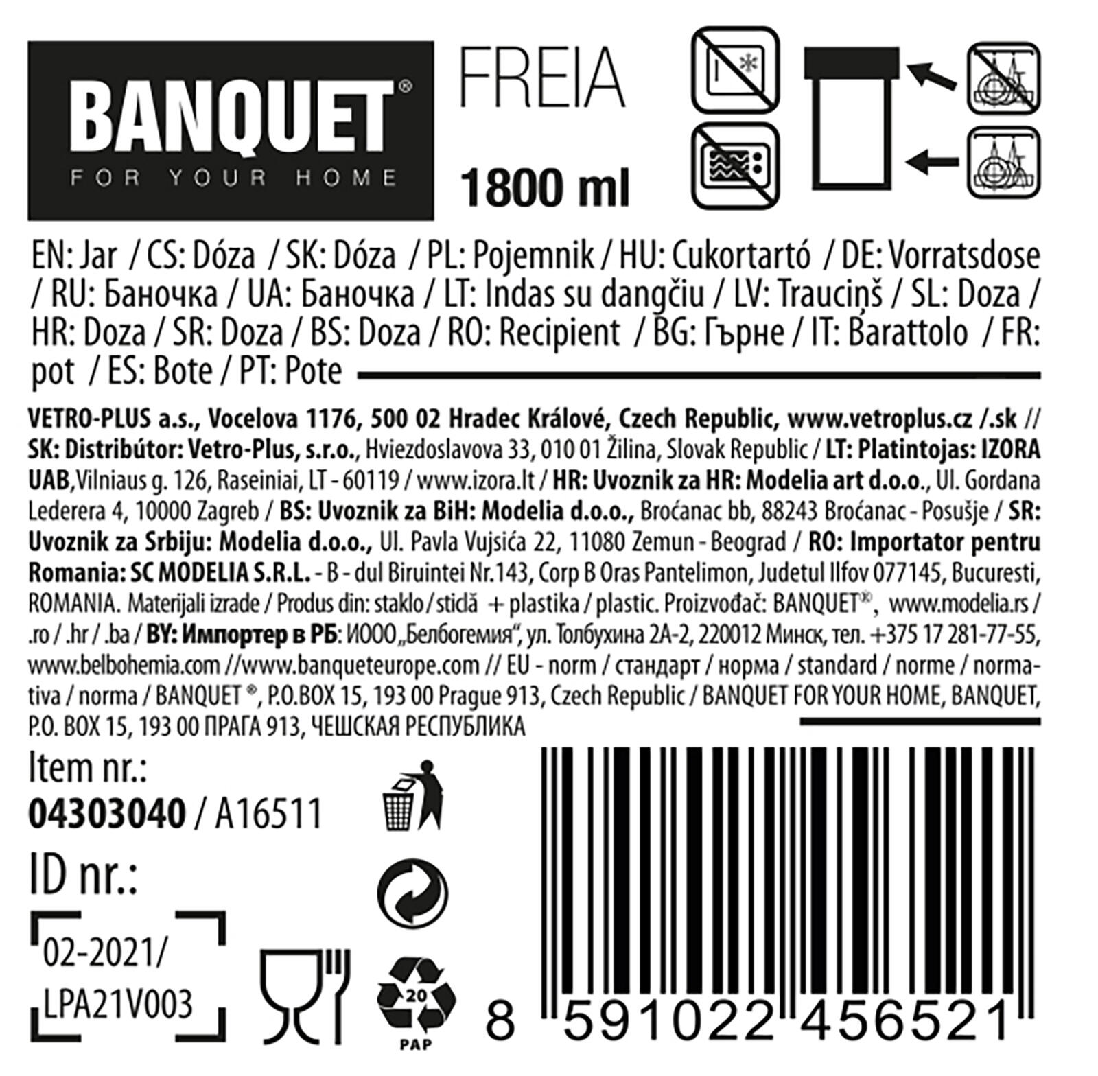dóza FREIA kul. 1,8l skl.+nerez víčko 0.49 Kg MTA MAXMIX Sklad14 267521