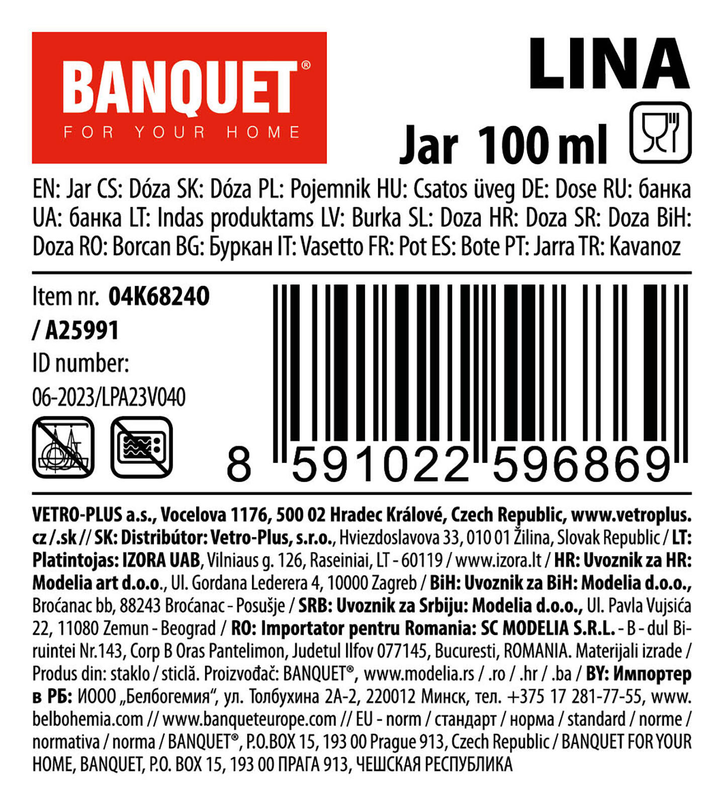dóza hermetická 100ml, hranatá, skl. s patentním uzávěrem LINA 0.1 Kg MTA MAXMIX Sklad14 267522