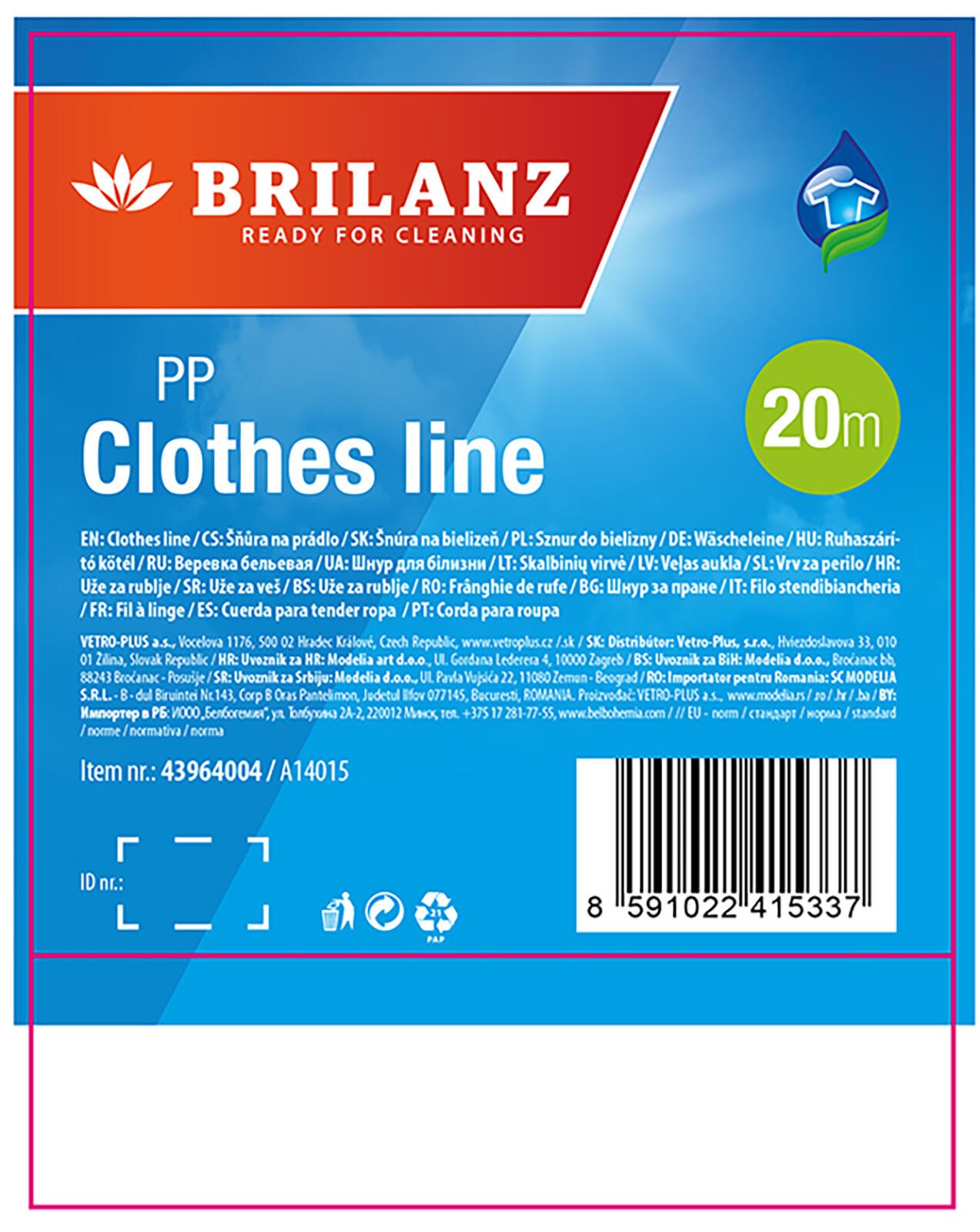 šňůra 20m PH BÍ 0.06 Kg MTA MAXMIX Sklad14 267553