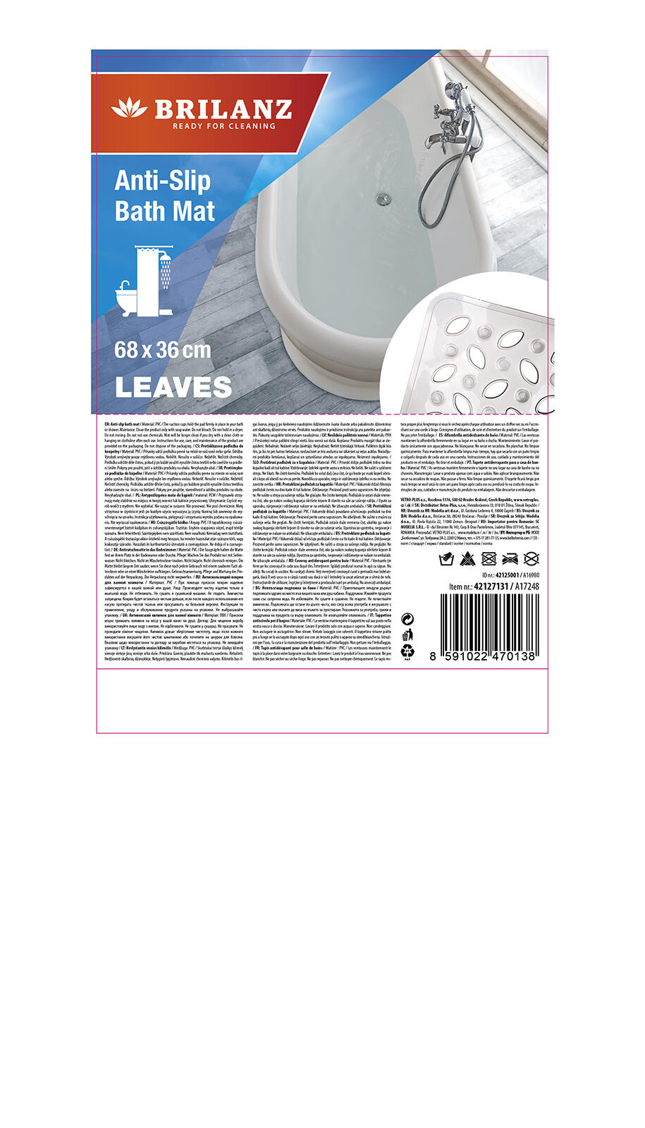 podložka do vany LEAVES 68x36cm ŠE TRA 0.34 Kg MTA MAXMIX Sklad14 267561