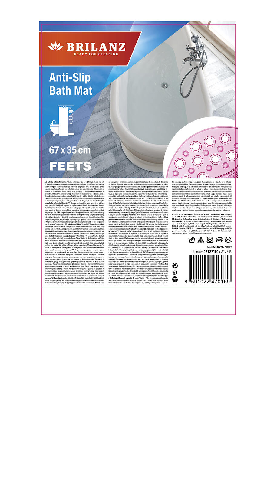 podložka do vany FEETS 67x35cm RŮŽ TRA 0.31 Kg MTA MAXMIX Sklad14 267563