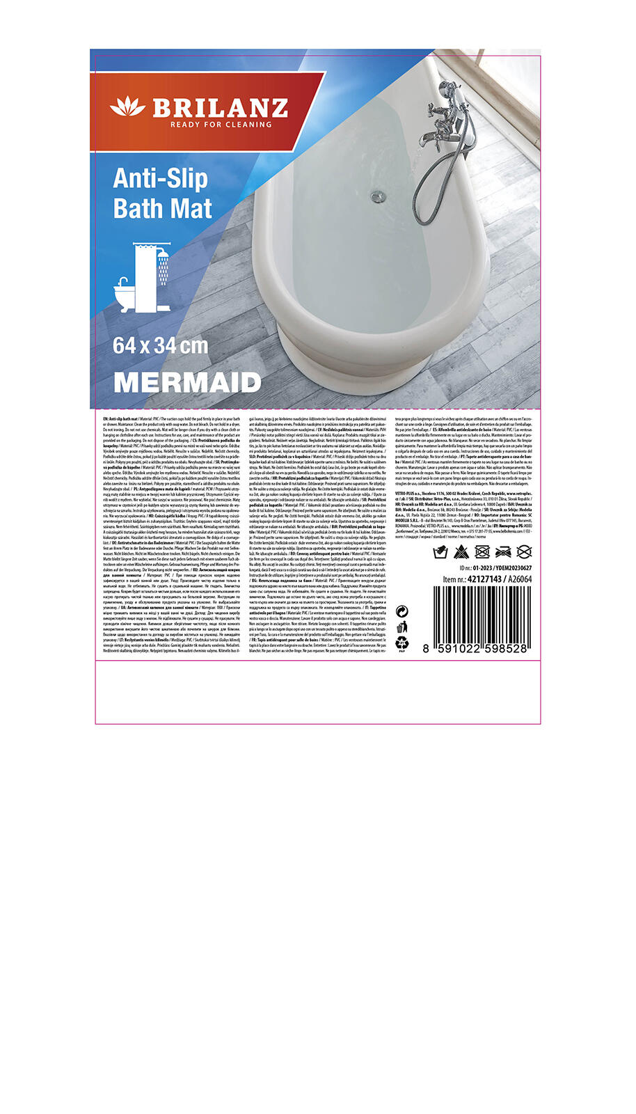 podložka do vany MERMAID 64x34cm ZE TRA 0.33 Kg MTA MAXMIX Sklad14 267564