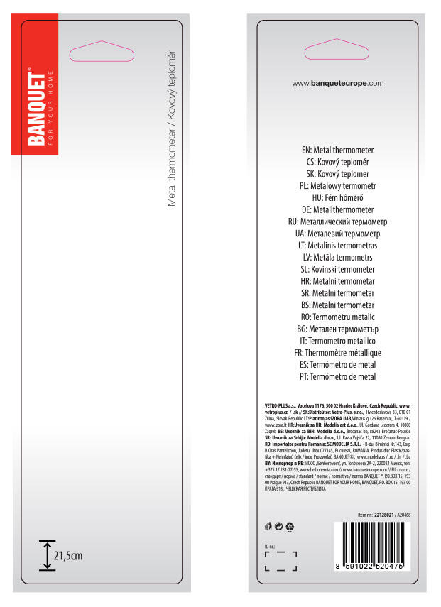 teploměr 21,5cm kov. 0.04 Kg MTA MAXMIX Sklad14 267566