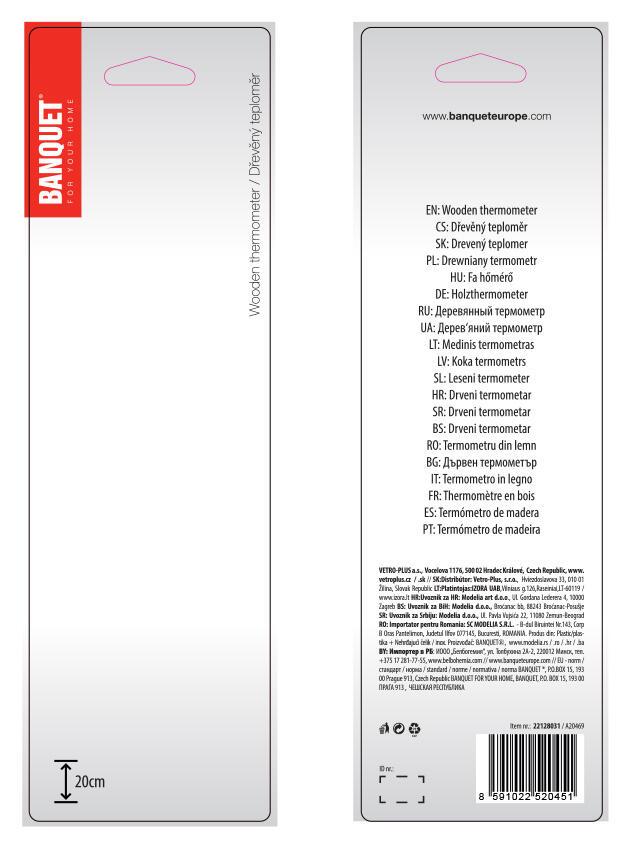 teploměr 20cm dřev.světlý 0.07 Kg MTA MAXMIX Sklad14 267567