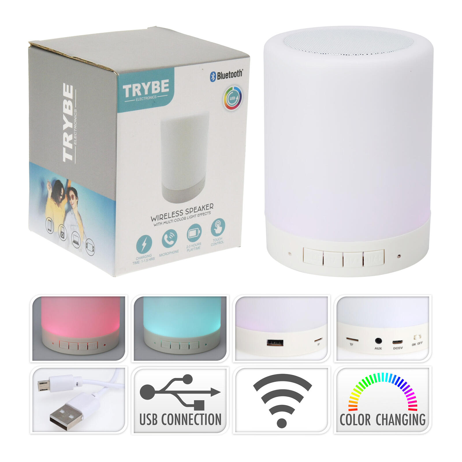 světlo/reproduktor bluetooth 9x9x12cm ABS/PP BÍ 0.21 Kg MTA MAXMIX Sklad14 387130