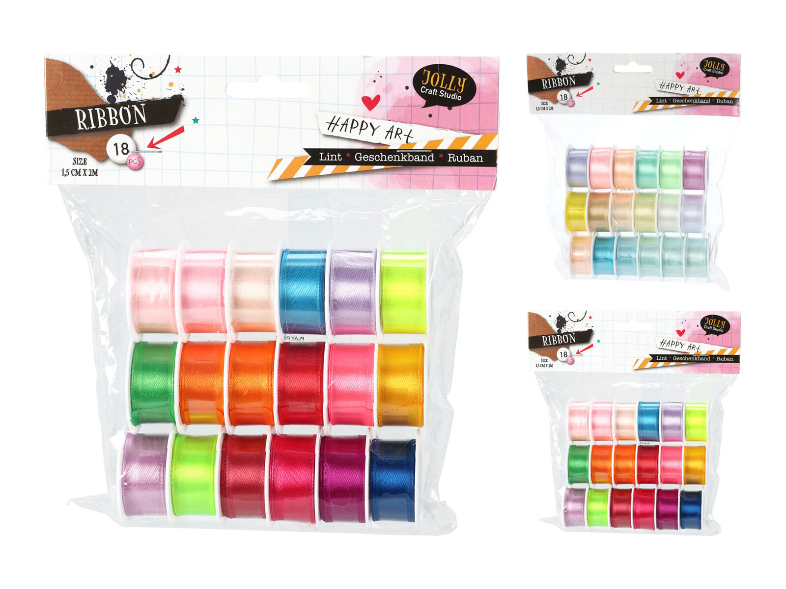 stuha vázací 2m, š.1,5cm, mix barev (18ks) 0.12 Kg MTA MAXMIX Sklad14 387133