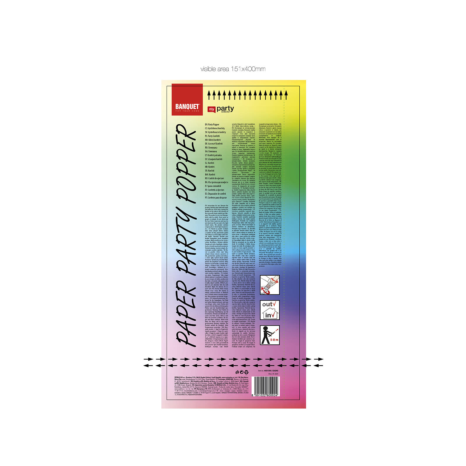 konfety vystřelovací, tuba 40cm MY PARTY 0.16 Kg MTA MAXMIX Sklad14 267577