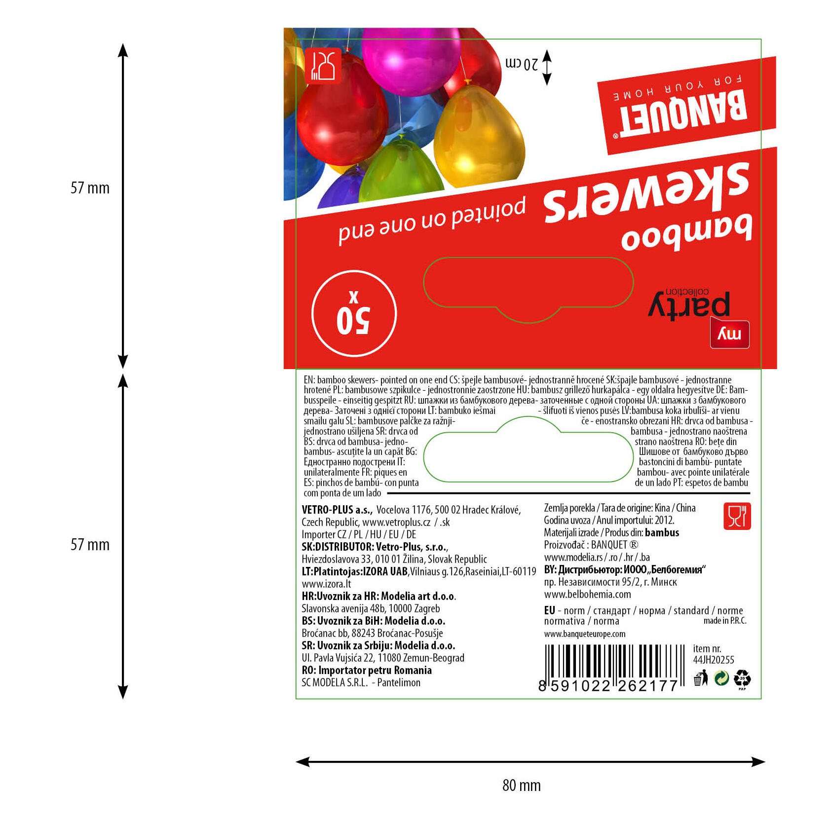 špejle bambus 20cm (50ks) 0.05 Kg MTA MAXMIX Sklad14 267579