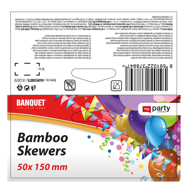 špejle bambus 15cm grilovací s úchytem (50ks)