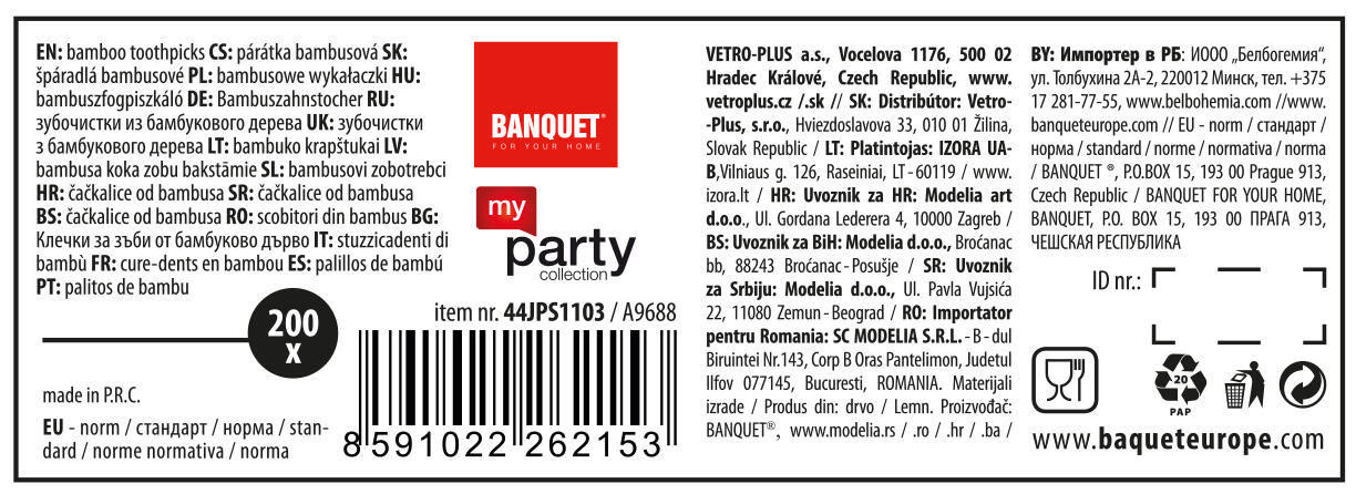 párátka kulatá oboustr.bambus (200ks) + PH box kul. 0.03 Kg MTA MAXMIX Sklad14 267583
