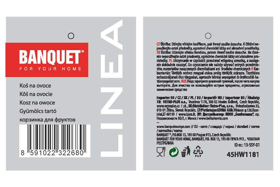 košík na ovoce LINEA 30x20,5x7cm Cr 0.3 Kg MTA MAXMIX Sklad14 267133